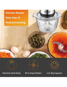 Picadora de Alimentos Eléctrica Homeleader 1.2L 300W 5 Tazas 2