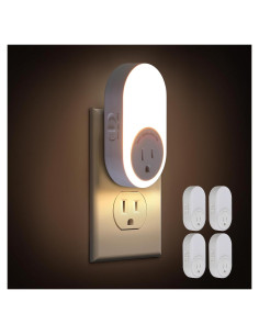 Luces Nocturnas LED Dawnrise 4 PK, Sensor Crepúsculo, Brillo Ajustable