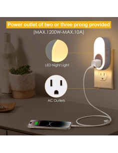 Luces Nocturnas LED Dawnrise 4 PK, Sensor Crepúsculo, Brillo Ajustable 2