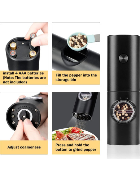 Molino de Pimienta Eléctrico Gulex con Luz LED y Grosor Ajustable Molino de Pimienta Eléctrico Gulex con Luz LED y Grosor Ajustable