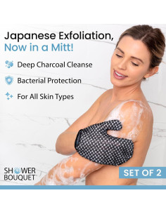 Guantes Exfoliantes Shower Bouquet 2-Pack Carbón Blanco 2