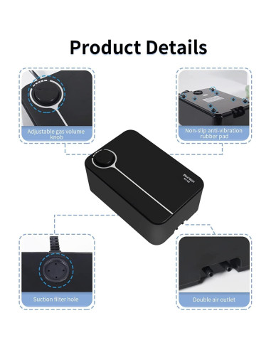 Bomba de Aire Ajustable Boxtech K3 para Acuario 8W 4L/min