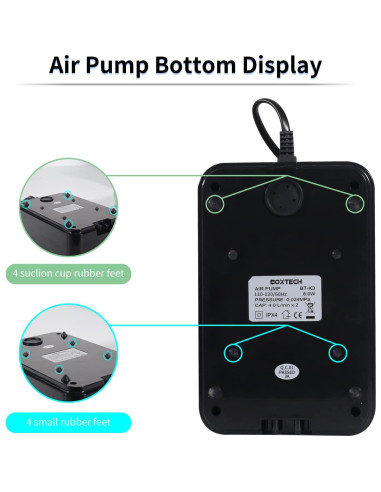 Bomba de Aire Ajustable Boxtech K3 para Acuario 8W 4L/min
