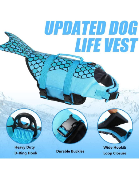 Chaleco Salvavidas para Perros EMUST Sirena Azul XS