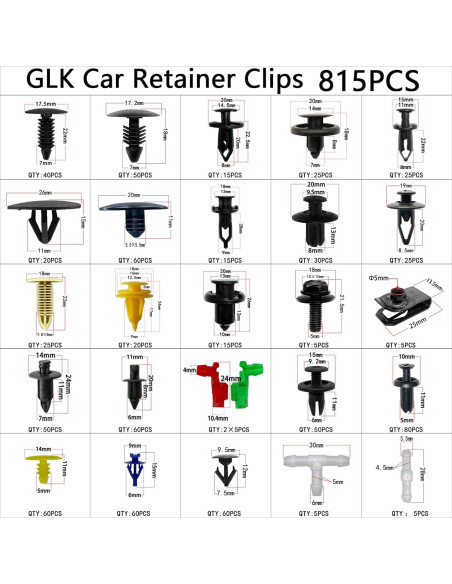 Kit de Clips de Retención de Coche GLK - 860 Piezas Azul