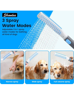 Ducha para Perros Shandus con Manguera 2.44m y 3 Modos 2