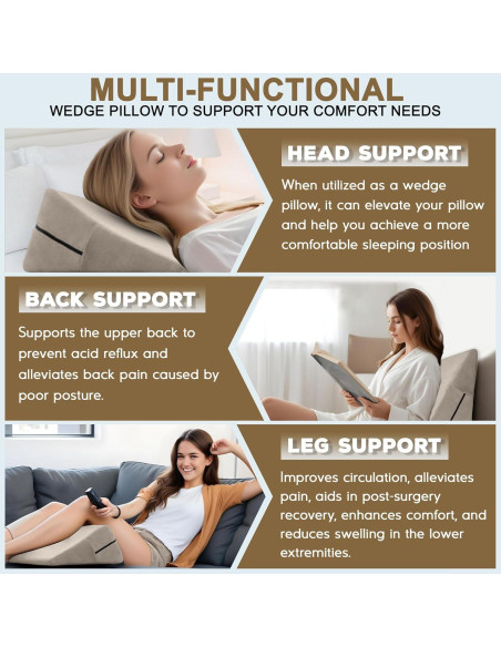 Almohada Cuña Sokoro para Apnea del Sueño y Reflujo - Beige