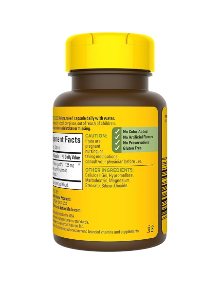 Cápsulas de Ashwagandha Nature Made 125mg - 60 Unidades