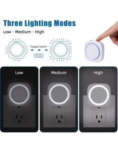 Luces Nocturnas Enchufadas EHENMALOM, Regulables, 4 Pzs, Blanca 2