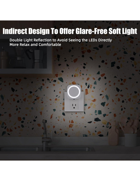 Luces Nocturnas Enchufadas EHENMALOM, Regulables, 4 Pzs, Blanca