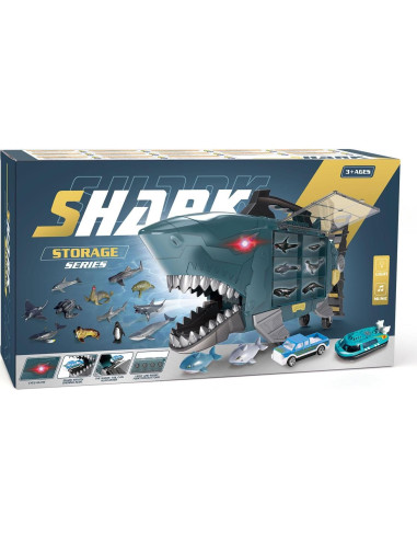 Juguete de camión tiburón con 18 animales marinos LY