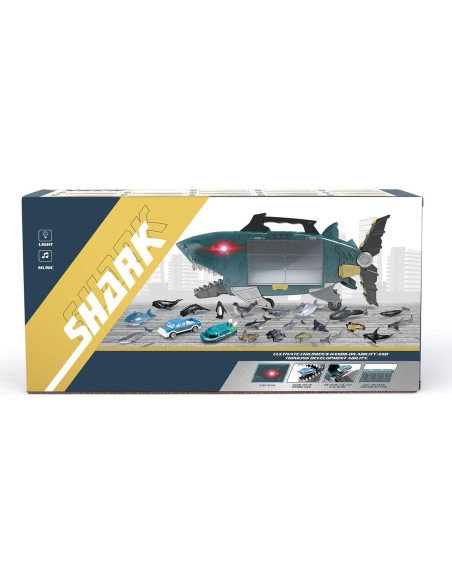 Juguete de camión tiburón con 18 animales marinos LY