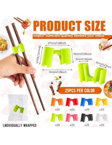 200 Ayudantes de Palillos Reutilizables Suttmin Multicolor