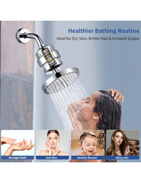 Cabezal de Ducha Filtrado Iopsk 15 Etapas Cromo 15.24 cm
