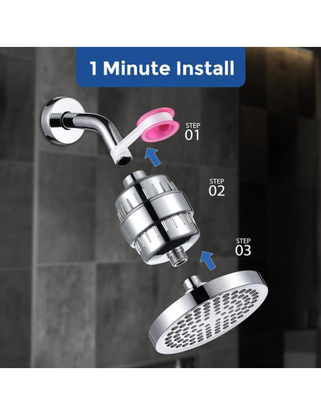 Cabezal de Ducha Filtrado Iopsk 15 Etapas Cromo 15.24 cm