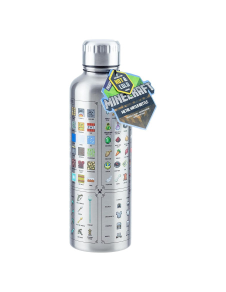 Botella de Agua de Metal Paladone Minecraft 500ml Reutilizable