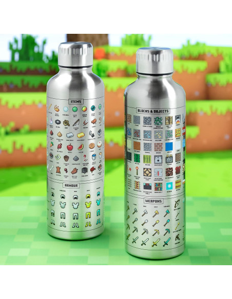 Botella de Agua de Metal Paladone Minecraft 500ml Reutilizable