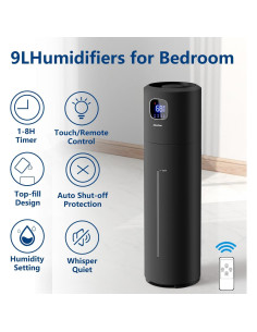 Humidificador Ultrasonico Akeshan 9L Negro para Habitaciones 2
