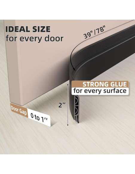 Tapón de Draft KNEELISA 39" Negro Aislante para Puerta