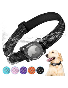 Collar para Perro AgoumLux AirTag Negro S Impermeable Reflectante
