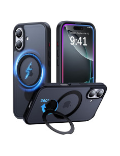 Funda Magnética Aoyushan para iPhone 16 Plus, 360 Rotatable, Negro