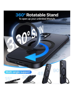 Funda Magnética Aoyushan para iPhone 16 Plus, 360 Rotatable, Negro 2