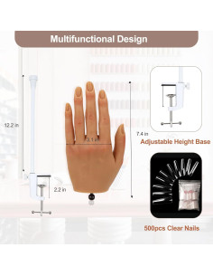 Mano de práctica para uñas acrílicas Rolomanve con 500 uñas 2