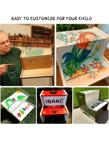 Escalón de Madera Natural WOOD CITY para Niños 2 Pasos