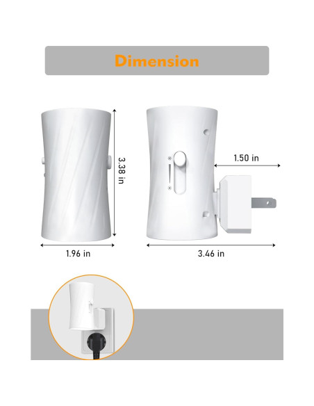 Luz Nocturna LED Enchufada KKUP2U con Sensor y Brillo Ajustable