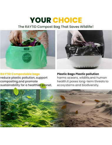 Bolsas de Compostaje RAYTID 1.3 Galones 100 Unidades