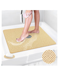 Alfombra de Ducha Antideslizante Mofonky 53x53 cm PVC Amarillo Beige