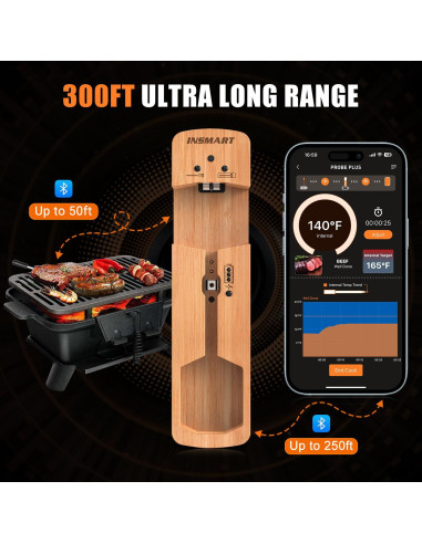 Termómetro de Carne Insmart Inalámbrico Bluetooth 17.3cm