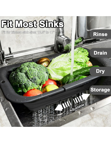 Colador Plegable Rottogoon 11.34 kg Ajustable Negro 38-48 cm