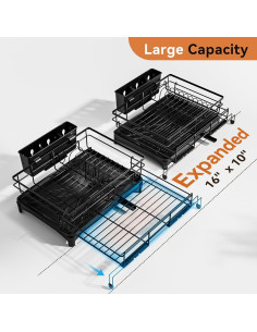 Escurridor de Platos Expandible Laveshop Negro 2.3 kg Drenaje Automático 2