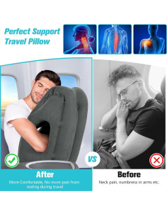 Almohada Inflable de Viaje Rewondah Gris Oscuro 40x35x55cm 2