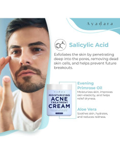 Crema Hidratante Facial Acné Ayadara 90g - Ácido Salicílico 2