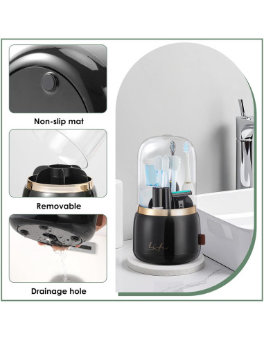 Soporte para Cepillos de Dientes Forest Angle Z55 Negro con Tapa