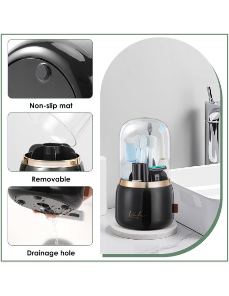 Soporte para Cepillos de Dientes Forest Angle Z55 Negro con Tapa