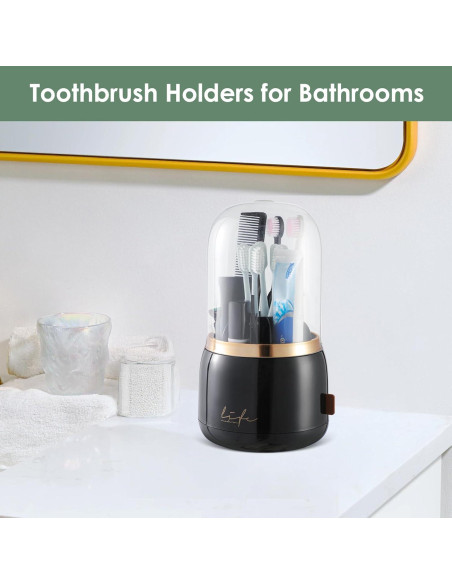 Soporte para Cepillos de Dientes Forest Angle Z55 Negro con Tapa