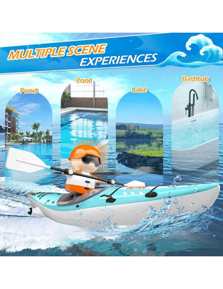 Barco Kayak RC CANKETEC Azul 16 cm Control Remoto Niños