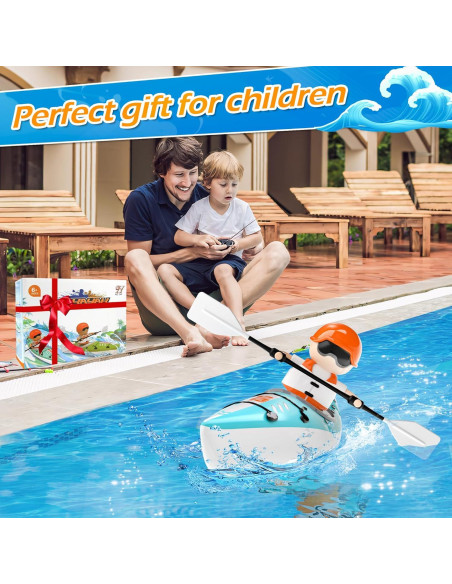 Barco Kayak RC CANKETEC Azul 16 cm Control Remoto Niños