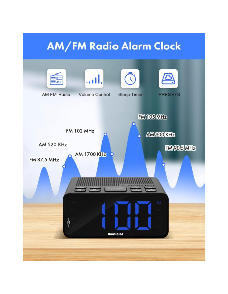 Reloj Despertador Digital Homicial H251 con Radio AM/FM