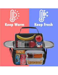 Bolsa Térmica de Almuerzo OPUX Negra Doble Compartimento 10L 2