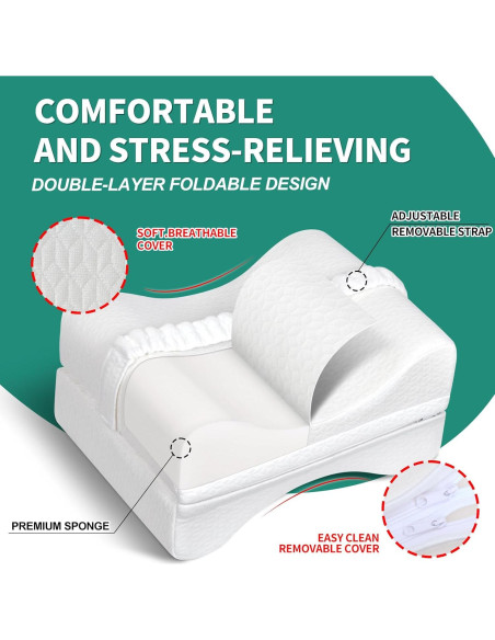 Almohada para Rodillas Pozico Ajustable Ergonómica Blanca