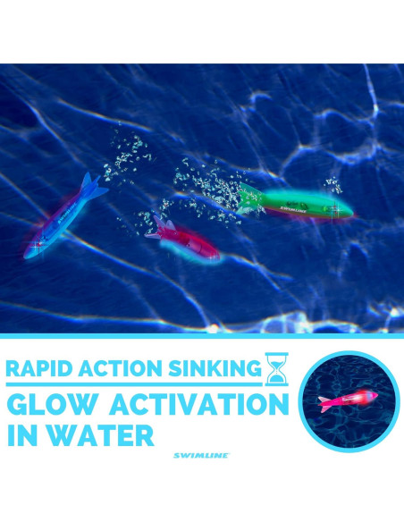 Juguetes de Buceo LED Swimline 3-Pack Torpedos Multicolor