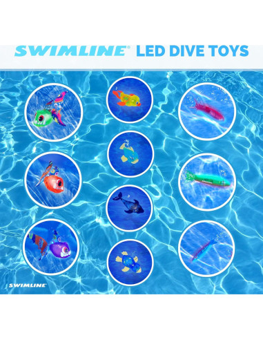 Juguetes de Buceo LED Swimline 3-Pack Torpedos Multicolor