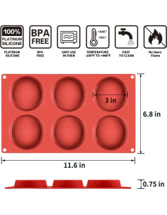 Molde de Silicona para Muffin CAKETIME 6 Tazas 7.62 cm 2