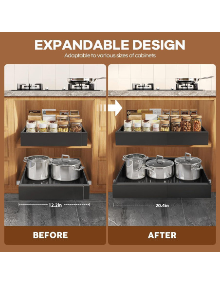 Organizador de Gabinete Expandible Seinloes 2 Paquete Negro