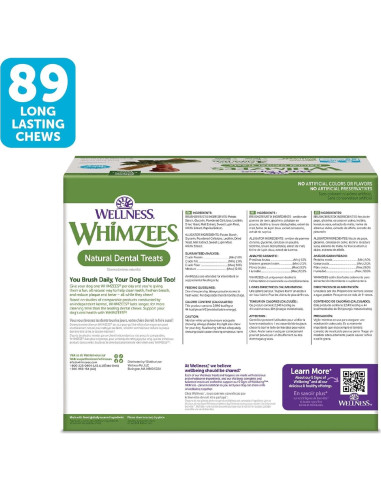 Golosinas Dentales Naturales Wellness WHIMZEES 89 Unidades Pequeñas