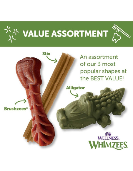 Golosinas Dentales Naturales Wellness WHIMZEES 89 Unidades Pequeñas